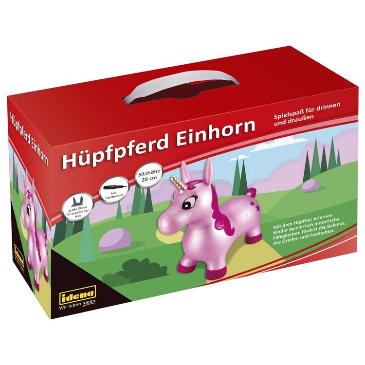 Produktbild: Idena H&uuml;pfpferd Einhorn mit Sternen pink 59x23x53cm