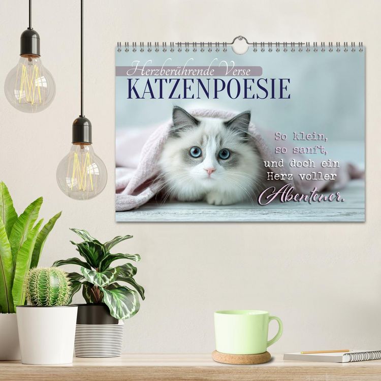 Produktbild: Katzenpoesie - Herzber&uuml;hrende Verse (Wandkalender 2026 DIN A4 quer), CALVENDO Monatskalender