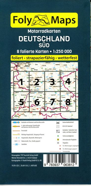 Produktbild: FolyMaps Motorradkarten Deutschland S&uuml;d 1 : 250 000