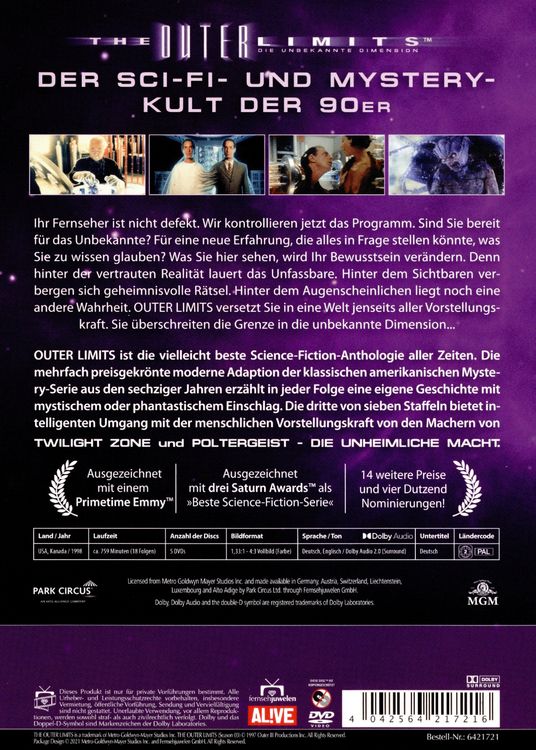 Produktbild: Outer Limits - Die unbekannte Dimension: Staffel 3 (Fernsehjuwelen) [5 DVDs]