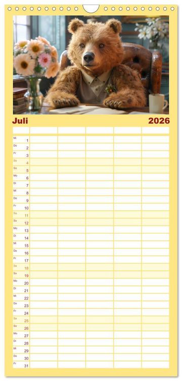 Produktbild: Familienplaner 2026 - B&auml;ren im B&uuml;ro mit 5 Spalten (Wandkalender, 21 x 45 cm) CALVENDO