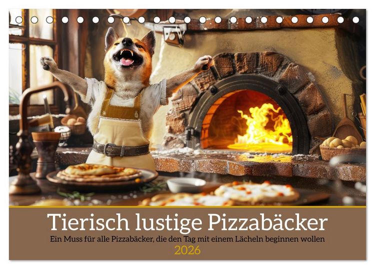 Produktbild: Tierisch lustige Pizzab&auml;cker (Tischkalender 2026 DIN A5 quer), CALVENDO Monatskalender