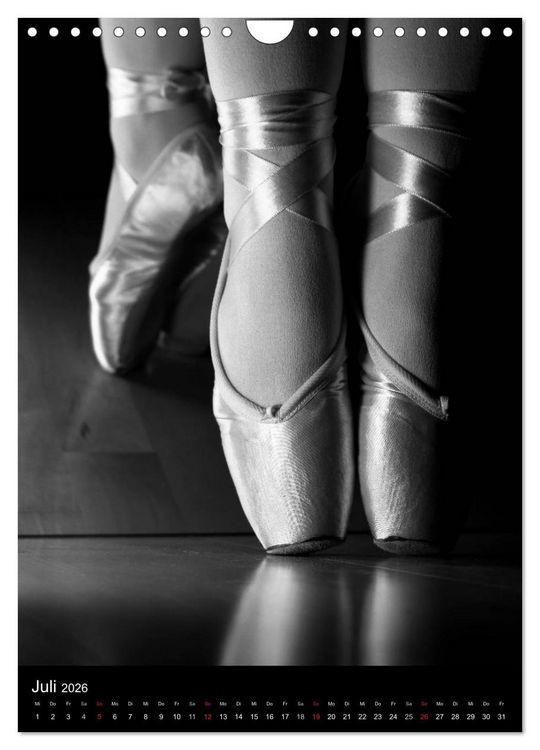 Produktbild: Ballett in Schwarzweiss (Wandkalender 2026 DIN A4 hoch), CALVENDO Monatskalender