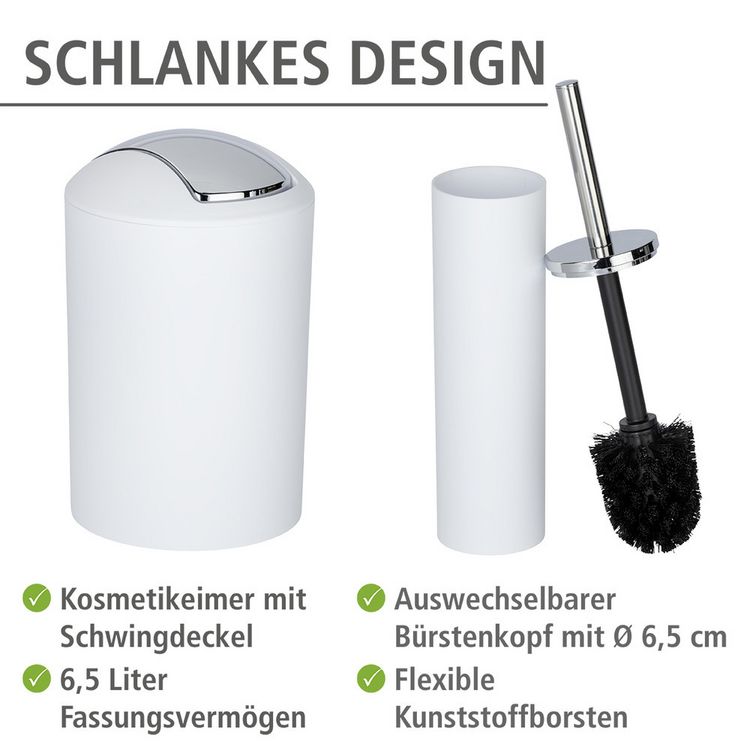 Produktbild: Bad Accessoire Set Mod. Calvo wei&szlig; matt, 4 tlg., Seifenspender, Zahnputzbecher, Toilettenb&uuml;rste &