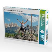 Produktbild: CALVENDO Puzzle Mountainbiken in den Dolomiten, Cinque Torri. | 1000 Teile Lege-Gr&ouml;&szlig;e 64x48cm Foto-Puzzle f&uuml;r gl&uuml;ckliche Stunden