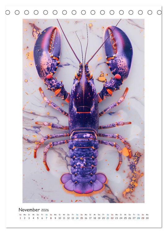 Produktbild: Animalische Mamorkunst (Tischkalender 2026 DIN A5 hoch), CALVENDO Monatskalender