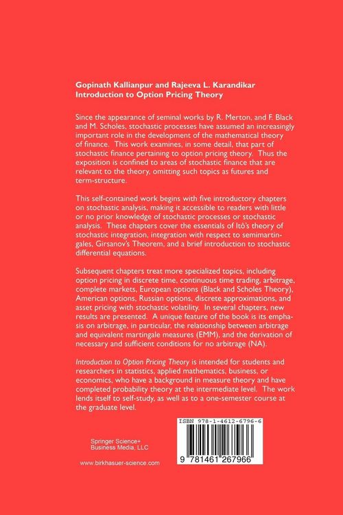 Produktbild: Introduction to Option Pricing Theory