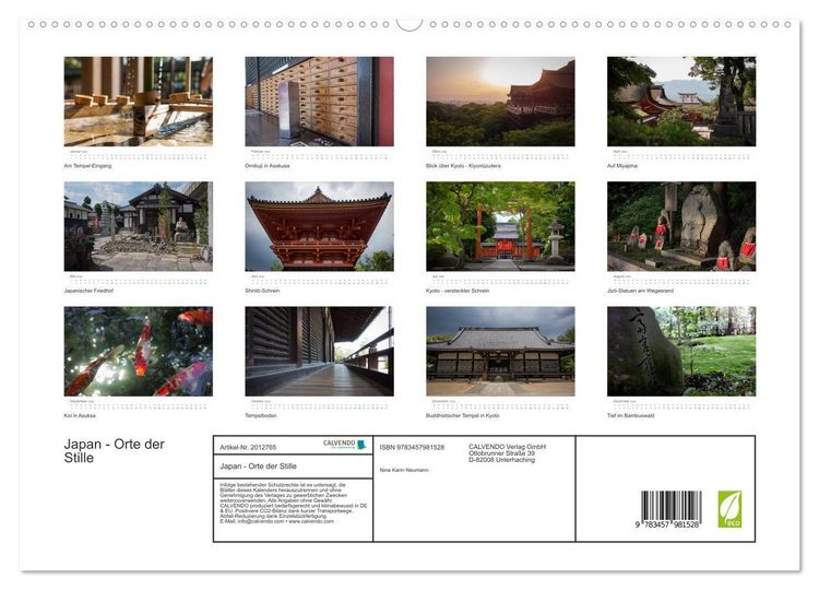 Produktbild: Japan - Orte der Stille (hochwertiger Premium Wandkalender 2026 DIN A2 quer), Kunstdruck in Hochglanz