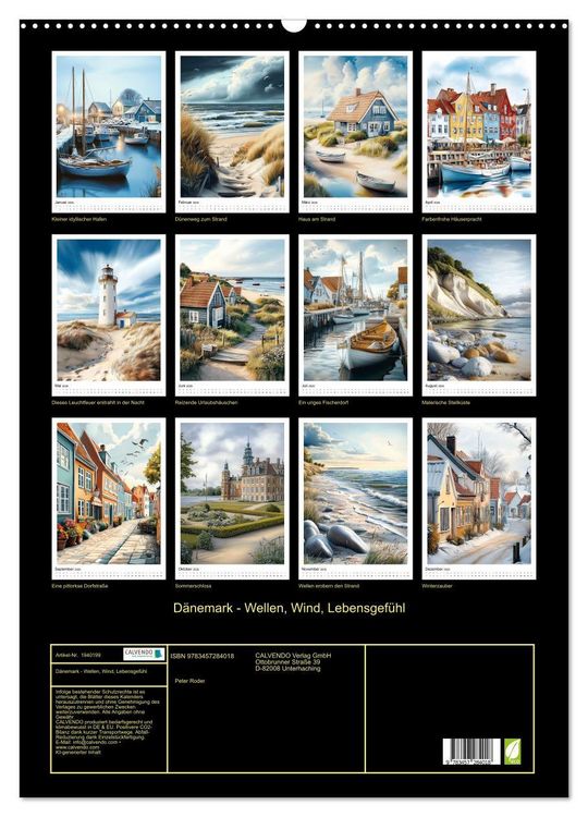 Produktbild: D&auml;nemark - Wellen, Wind, Lebensgef&uuml;hl (Wandkalender 2026 DIN A2 hoch), CALVENDO Monatskalender