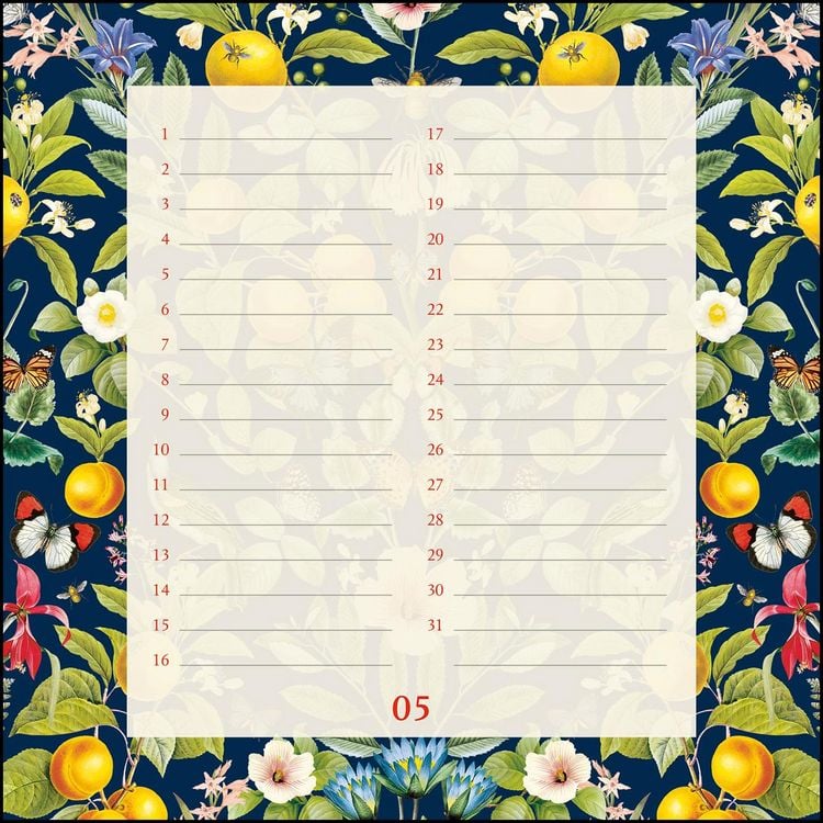 Produktbild: Immerw&auml;hrender Geburtstagskalender floral &ndash; Archive by Portico Designs &ndash; Quadrat-Format 24 x 24 cm