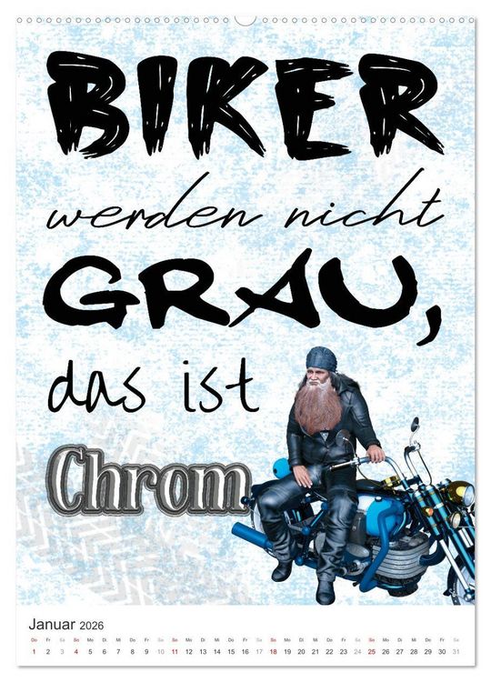 Produktbild: Coole Biker-Spr&uuml;che (Wandkalender 2026 DIN A2 hoch), CALVENDO Monatskalender