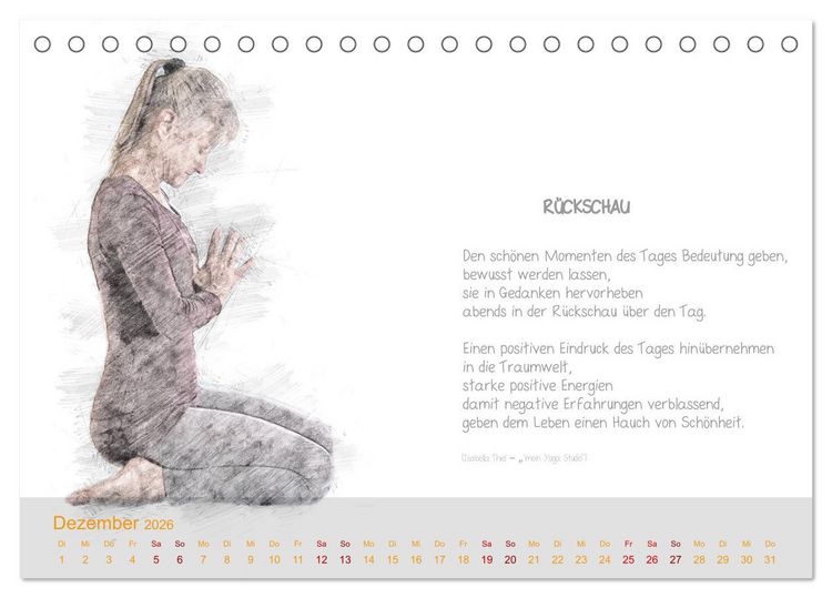 Produktbild: YOGA Inspirationen mit Texten zum Nachdenken (Tischkalender 2026 DIN A5 quer), CALVENDO Monatskalender