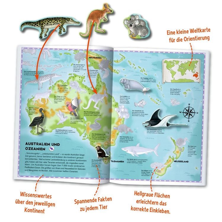 Produktbild: Natur-Stickerwelt - Atlas - Tiere der Welt