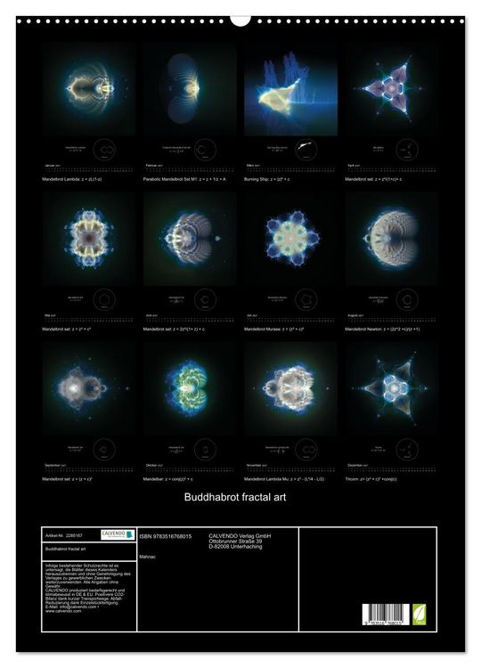 Produktbild: Buddhabrot fractal art (Wandkalender 2027 DIN A2 hoch), CALVENDO Monatskalender