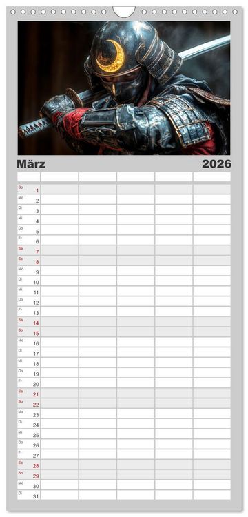 Produktbild: Familienplaner 2026 - Mein Samurai mit 5 Spalten (Wandkalender, 21 x 45 cm) CALVENDO
