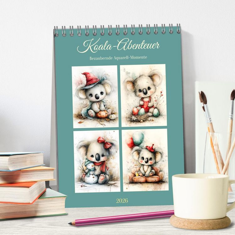 Produktbild: Koala-Abenteuer. Bezaubernde Aquarell-Momente (Tischkalender 2026 DIN A5 hoch), CALVENDO Monatskalender