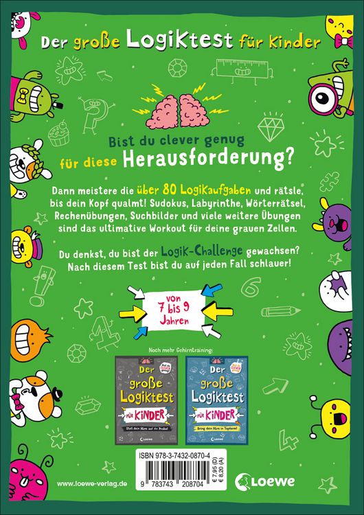 Produktbild: Der gro&szlig;e Logiktest f&uuml;r Kinder - R&auml;tseln, bis dein Kopf qualmt!