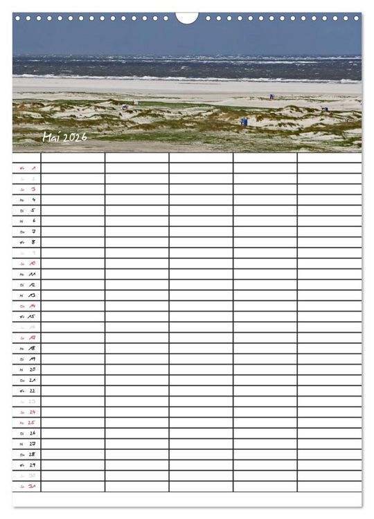 Produktbild: Urlaubsparadies Amrum / Familienplaner (Wandkalender 2026 DIN A3 hoch), CALVENDO Monatskalender