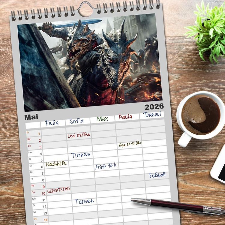 Produktbild: Familienplaner 2026 - Im Land der Hexen und Hexer mit 5 Spalten (Wandkalender, 21 x 45 cm) CALVENDO