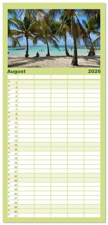 Produktbild: Familienplaner 2026 - Guadeloupe - Karibische Traumstr&auml;nde mit 5 Spalten (Wandkalender, 21 x 45 cm) CALVENDO