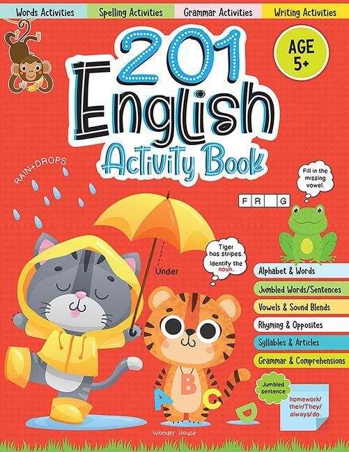Produktbild: 201 English Activity Book - Fun Activities and Grammar Exercises for Children: Alphabet & Words, Rhyming & Opposites