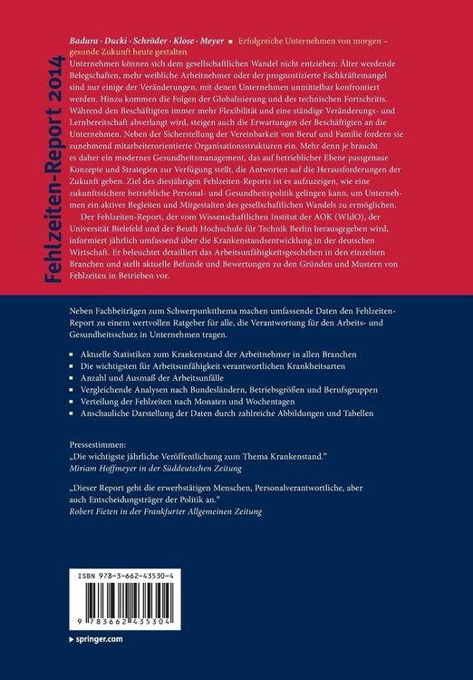Produktbild: Fehlzeiten-Report 2014