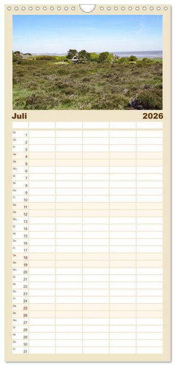 Produktbild: Familienplaner 2026 - Vielf&auml;ltiges Sylt - Mehr als Strand mit 5 Spalten (Wandkalender, 21 x 45 cm) CALVENDO