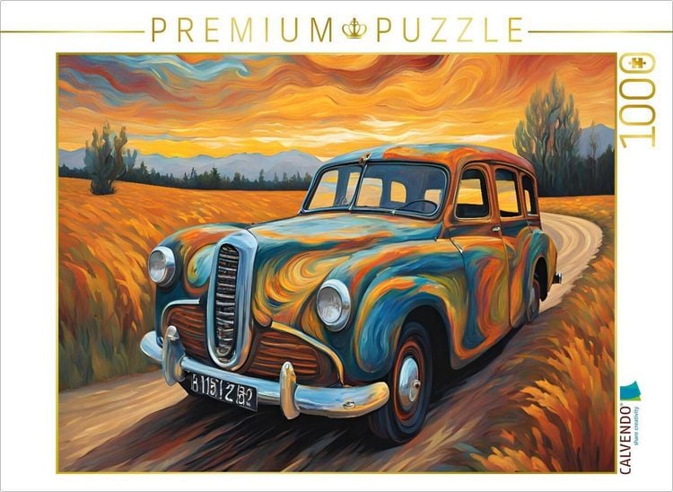 Produktbild: CALVENDO Puzzle Oldtimer im Stil von van Gogh | 1000 Teile Lege-Gr&ouml;&szlig;e 64x48cm Foto-Puzzle f&uuml;r gl&uuml;ckliche Stunden