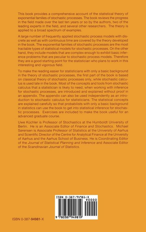 Produktbild: Exponential Families of Stochastic Processes