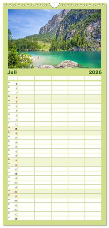 Produktbild: Familienplaner 2026 - Pragser Wildsee - Traumziel in den Dolomiten mit 5 Spalten (Wandkalender, 21 x 45 cm) CALVENDO