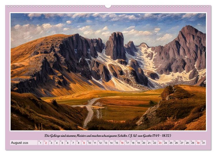 Produktbild: Bergwelt in Bildern und Zitaten (Wandkalender 2026 DIN A2 quer), CALVENDO Monatskalender