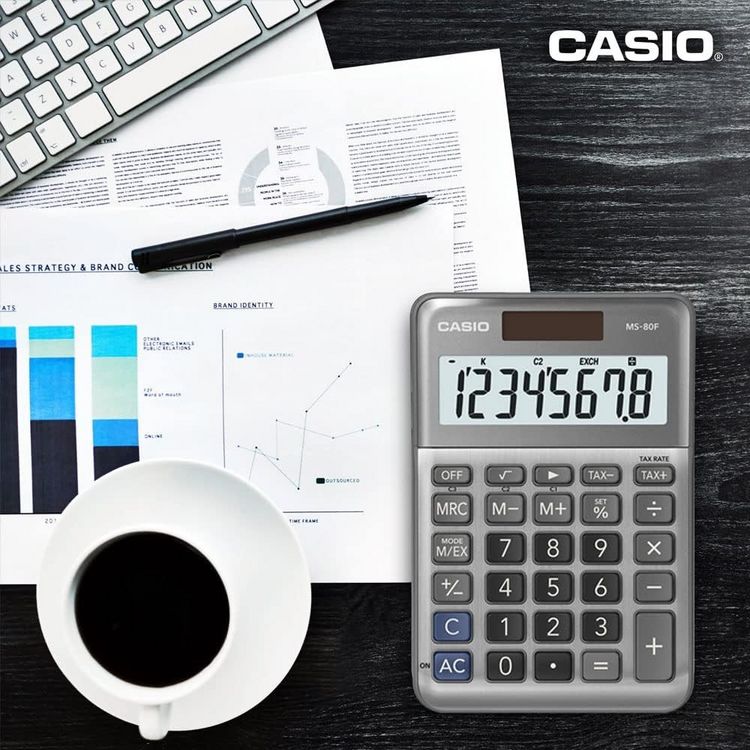 Produktbild: Casio Tischrechner MS-80F, 8-stellig, Solar/Batteriebetrieb