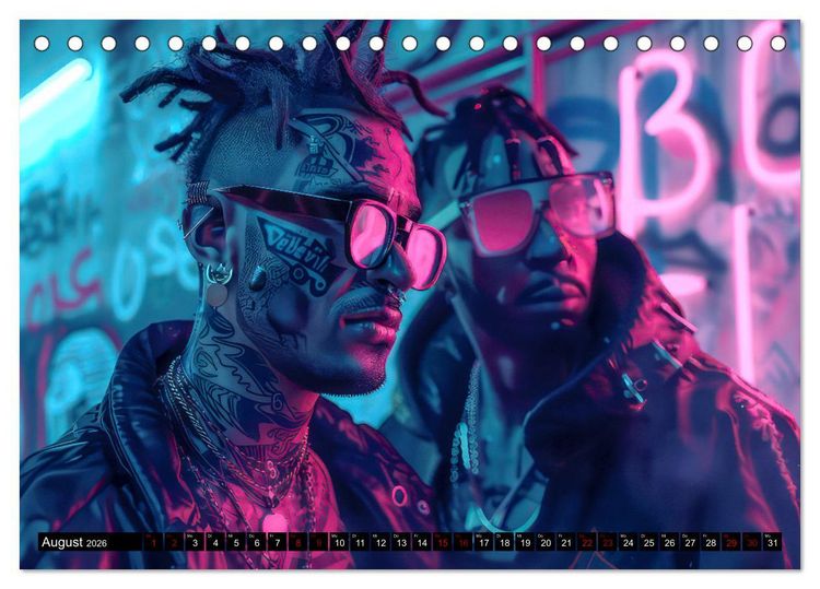 Produktbild: Cyberpunk - Hochtechnisierte Neonwelt (Tischkalender 2026 DIN A5 quer), CALVENDO Monatskalender