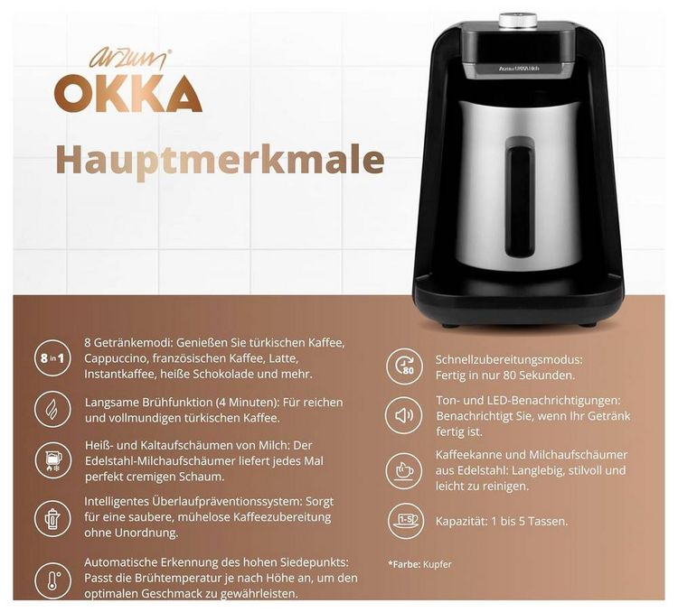 Produktbild: Arzum ESPRESSOKANNE mit Kaffeemaschine Bronze Fassungsverm&ouml;gen Tassen=5