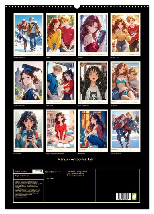 Produktbild: Manga - ein cooles Jahr (Wandkalender 2026 DIN A2 hoch), CALVENDO Monatskalender