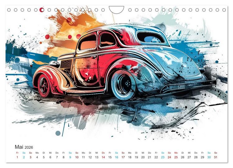 Produktbild: Hot Road - Oldtimer durch eine KI im neuen Gewand (Wandkalender 2026 DIN A4 quer), CALVENDO Monatskalender