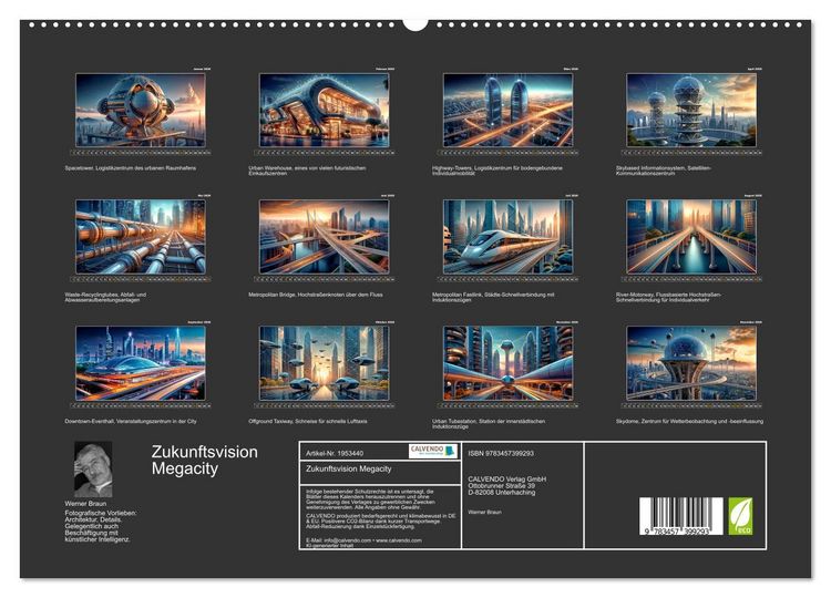 Produktbild: Zukunftsvision Megacity (hochwertiger Premium Wandkalender 2026 DIN A2 quer), Kunstdruck in Hochglanz