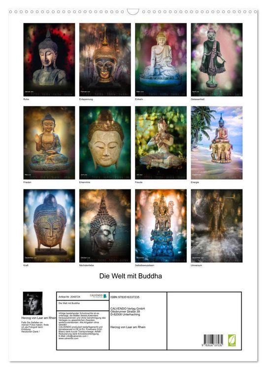 Produktbild: Die Welt mit Buddha (Wandkalender 2026 DIN A2 hoch), CALVENDO Monatskalender