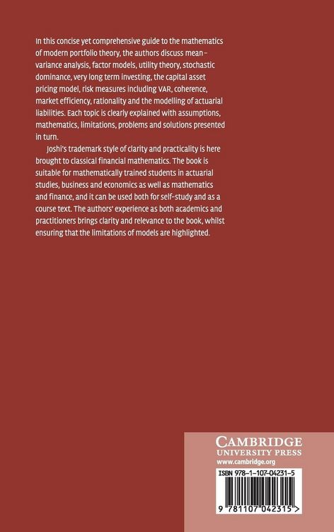 Produktbild: Introduction to Mathematical Portfolio Theory