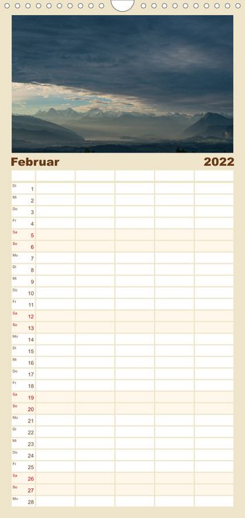 Produktbild: Familienplaner Goldene Stunde - Landschaftsbilder der Schweiz (Wandkalender 2022 , 21 cm x 45 cm, hoch)