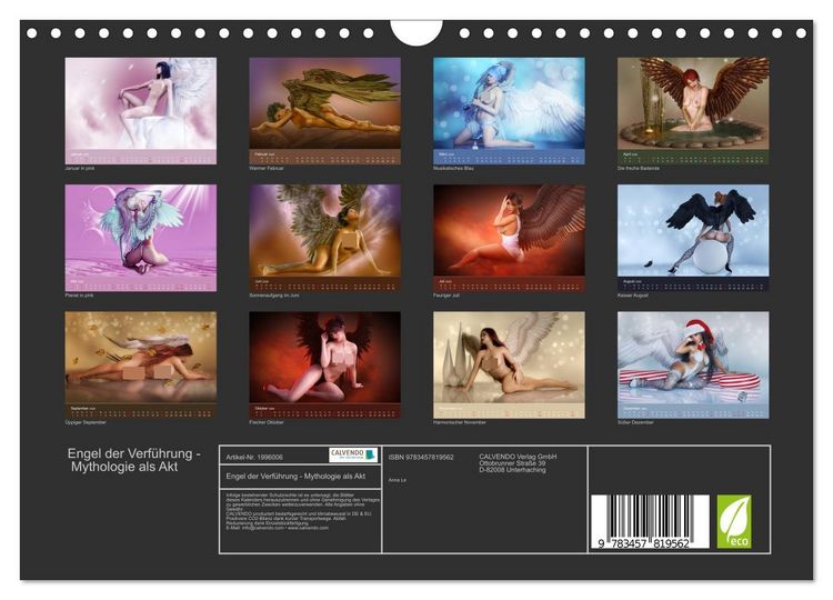 Produktbild: Engel der Verf&uuml;hrung - Mythologie als Akt (Wandkalender 2026 DIN A4 quer), CALVENDO Monatskalender