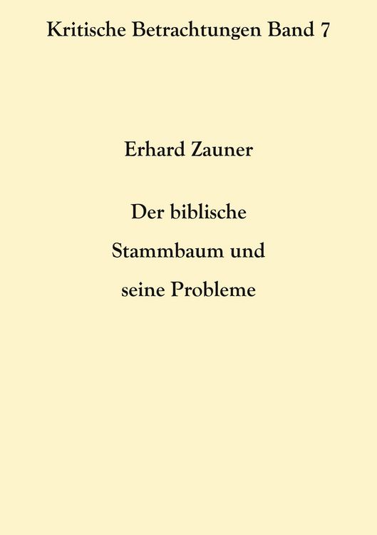 Produktbild: Der biblische Stammbaum und seine Probleme
