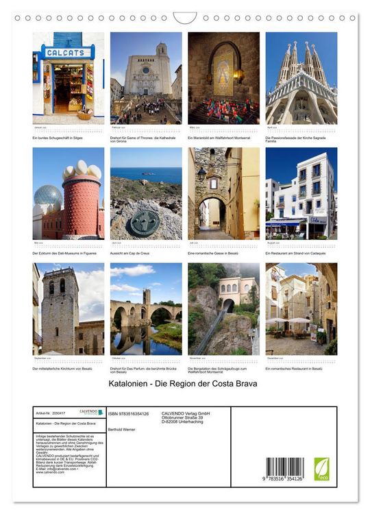Produktbild: Katalonien - Die Region der Costa Brava (Wandkalender 2026 DIN A3 hoch), CALVENDO Monatskalender