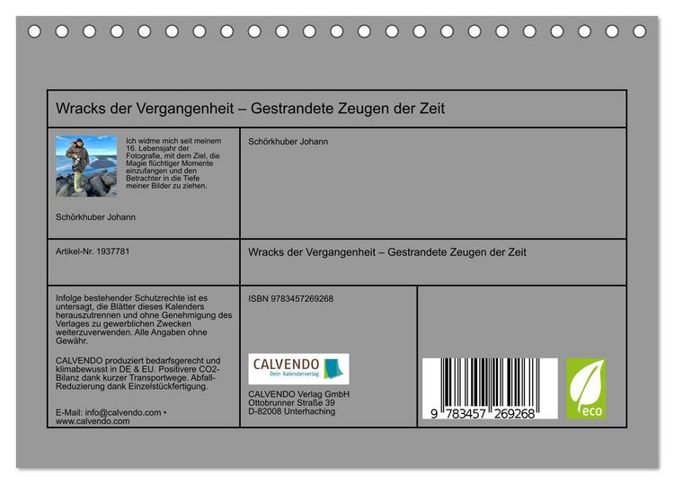 Produktbild: Wracks der Vergangenheit &ndash; Gestrandete Zeugen der Zeit (Tischkalender 2026 DIN A5 quer), CALVENDO Monatskalender
