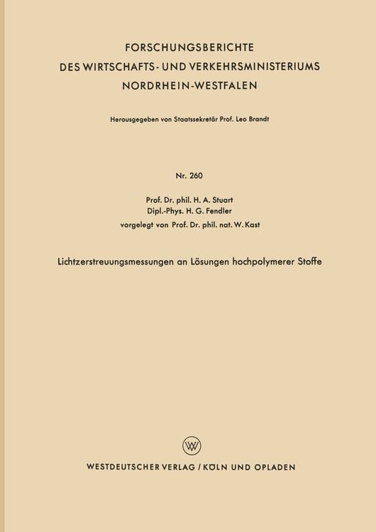 Produktbild: Lichtzerstreuungsmessungen an L&ouml;sungen hochpolymerer Stoffe