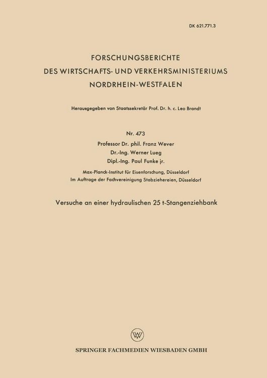 Produktbild: Versuche an einer hydraulischen 25 t-Stangenziehbank