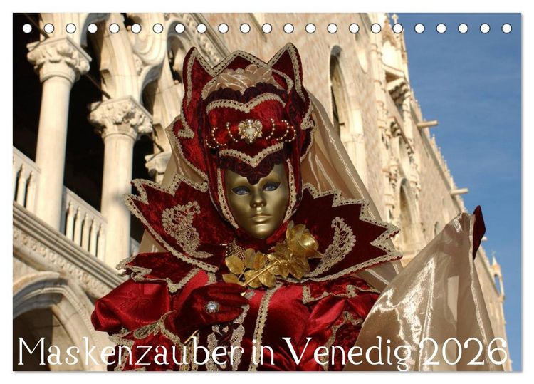 Produktbild: Maskenzauber in Venedig 2026 (Tischkalender 2026 DIN A5 quer), CALVENDO Monatskalender
