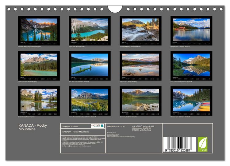 Produktbild: KANADA - Rocky Mountains (Wandkalender 2026 DIN A4 quer), CALVENDO Monatskalender