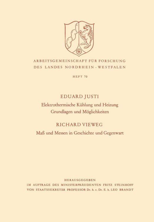 Produktbild: Elektrothermische K&uuml;hlung und Heizung Grundlagen und M&ouml;glichkeiten. Ma&szlig; und Messen in Geschichte und Gegenwart