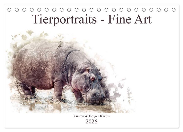 Produktbild: Tierportraits - Fine Art (Tischkalender 2026 DIN A5 quer), CALVENDO Monatskalender